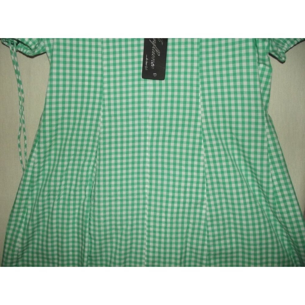 Influence Dress Womens 14 Midi green white gingham check puff sleeve lace up - Picture 15 of 15
